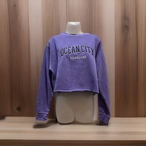Vintage Comfort Colors Ocean City Maryland Crop Purple Sweater Sz M